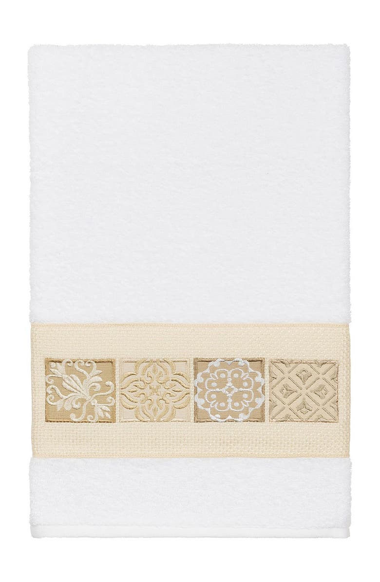 Linum Home Textiles Vivian Embellished Bath Towel - White, Main, color, White