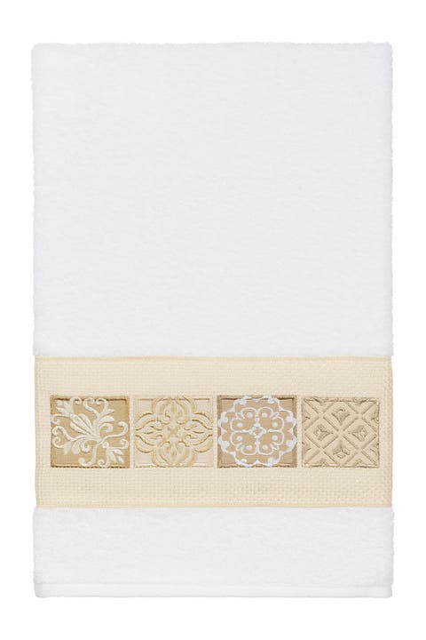 Vivian Embellished Bath Towel - White