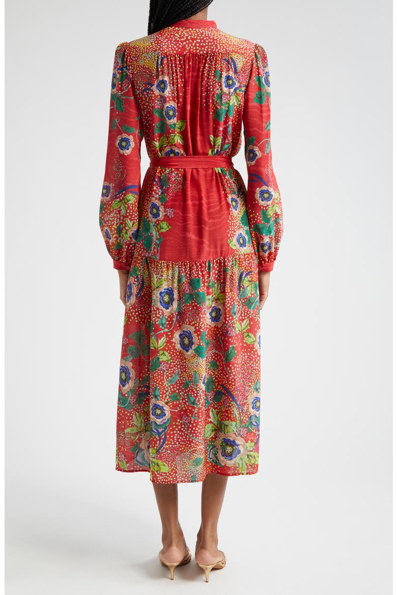 Remi Long Sleeve Silk Dress, Alternate, color, 1769-MEADOW DIANTHUS PLMT