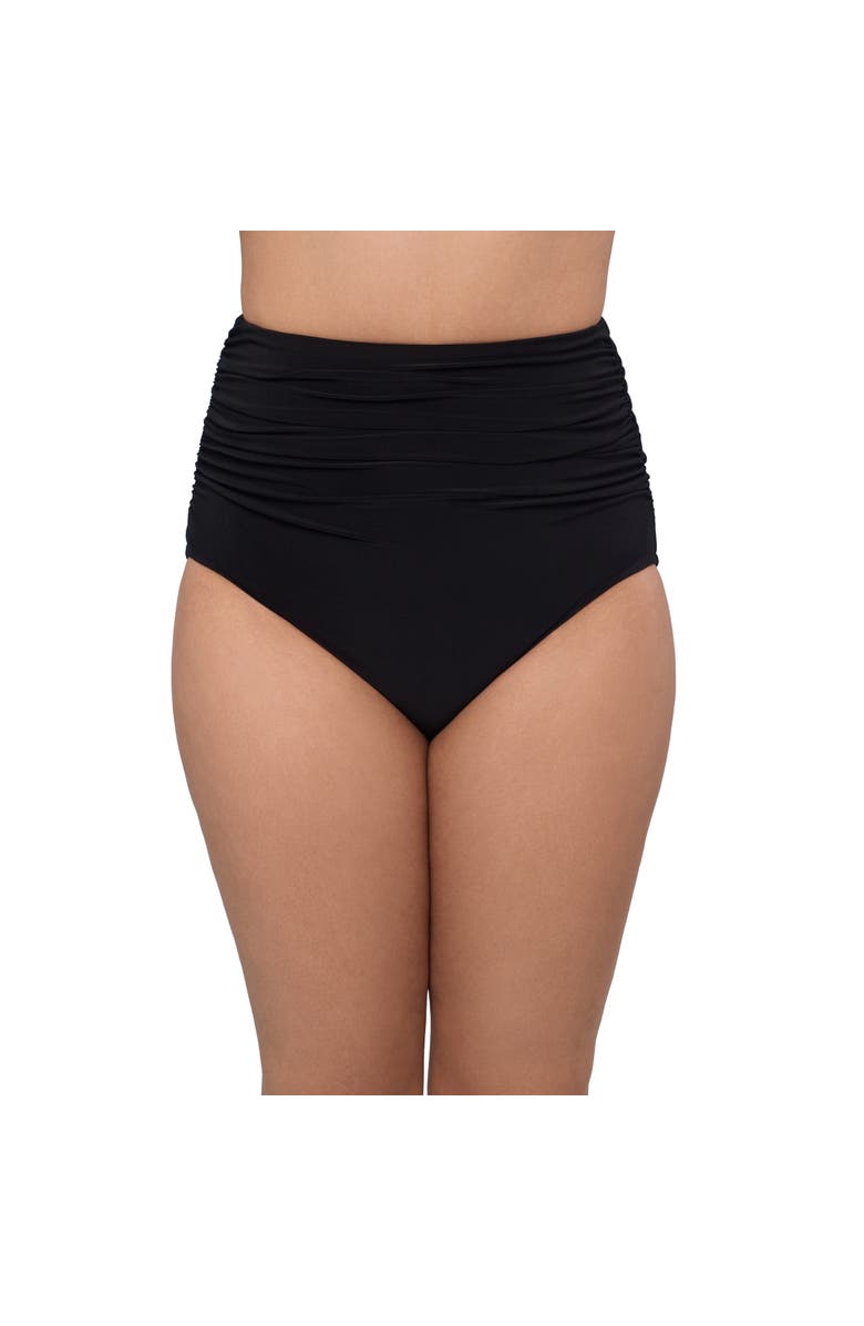 Trimshaper High Waist Shirred Control Swim Brief, Main, color, Black