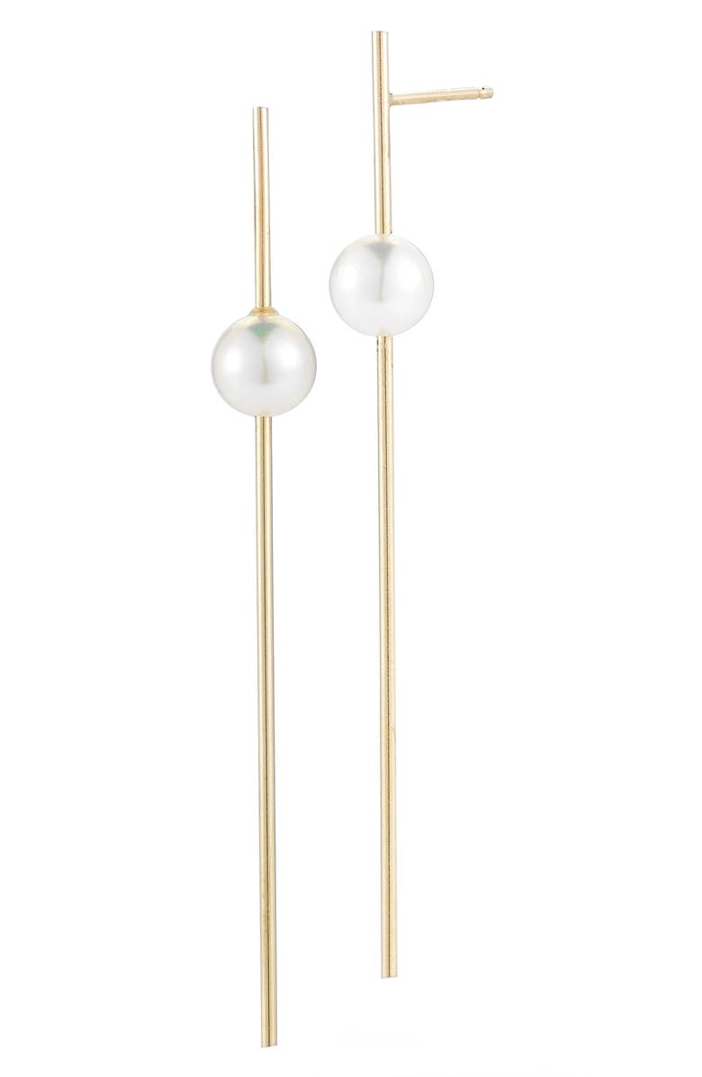 Mizuki Sea of Beauty Linear Drop Pearl Earrings, Main, color,