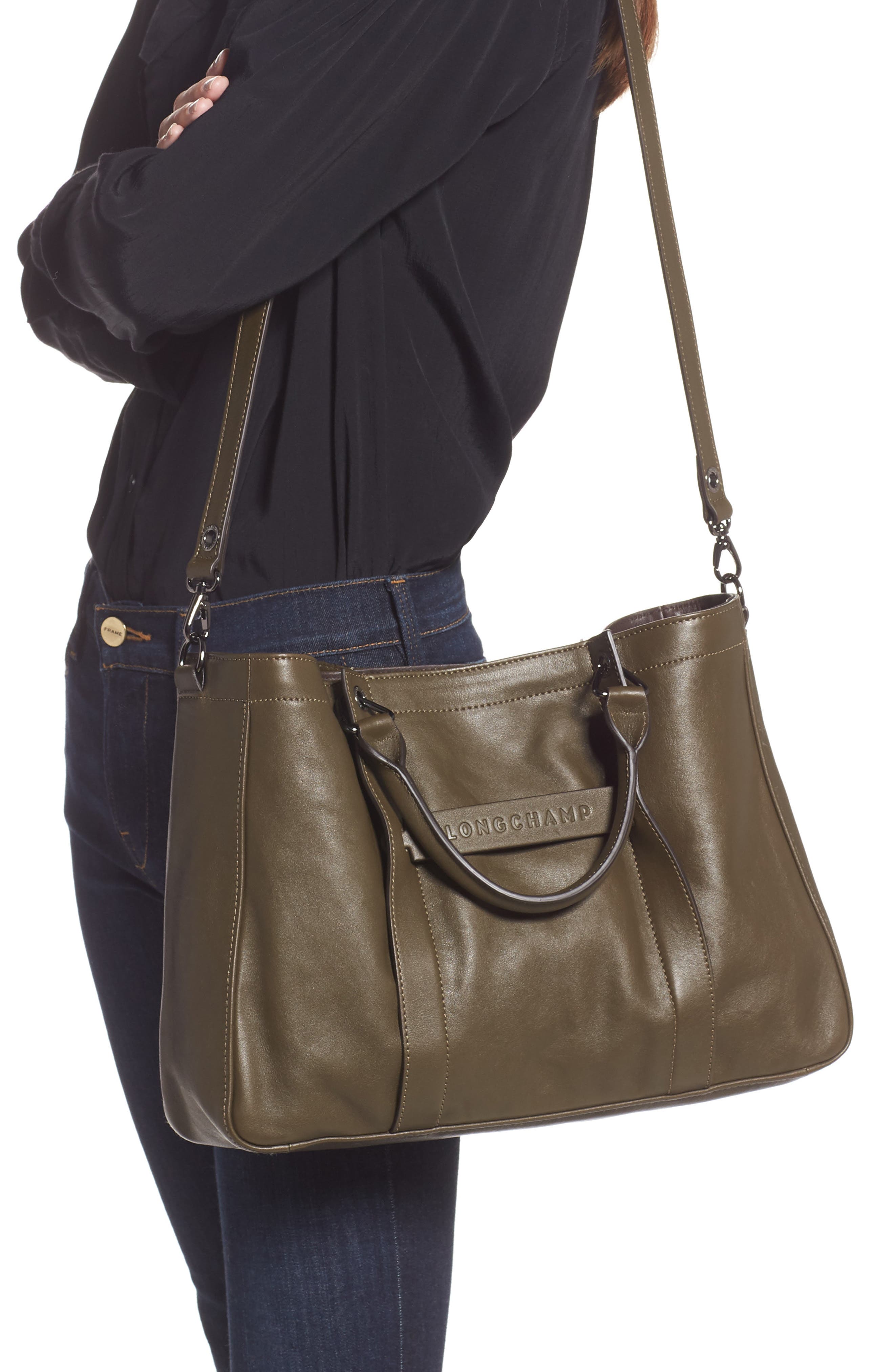 Longchamp '3D - Medium' Leather Tote, Alternate, color, 