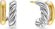 David Yurman DY Mercer® Double Hoop Huggie Earrings in Sterling Silver with 18K Yellow Gold, 7.8mm