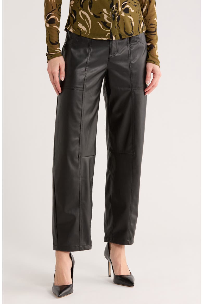 Faux Leather Barrel Pants, Main, color, BLACK
