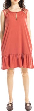 MAX STUDIO Lace Trim Sleeveless Trapeze Dress