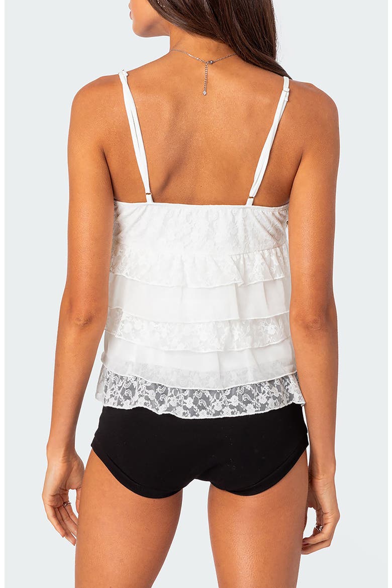 Lacy Split Front Ruffle Camisole, Alternate, color, WHITE