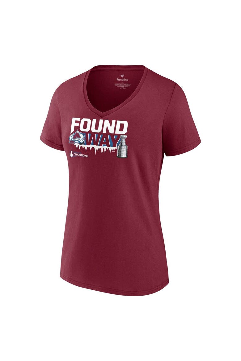 Women's Fanatics Branded Burgundy Colorado Avalanche 2022 Stanley Cup Champions Plus Size Hometown V-Neck T-Shirt, Alternate, color, Burgundy