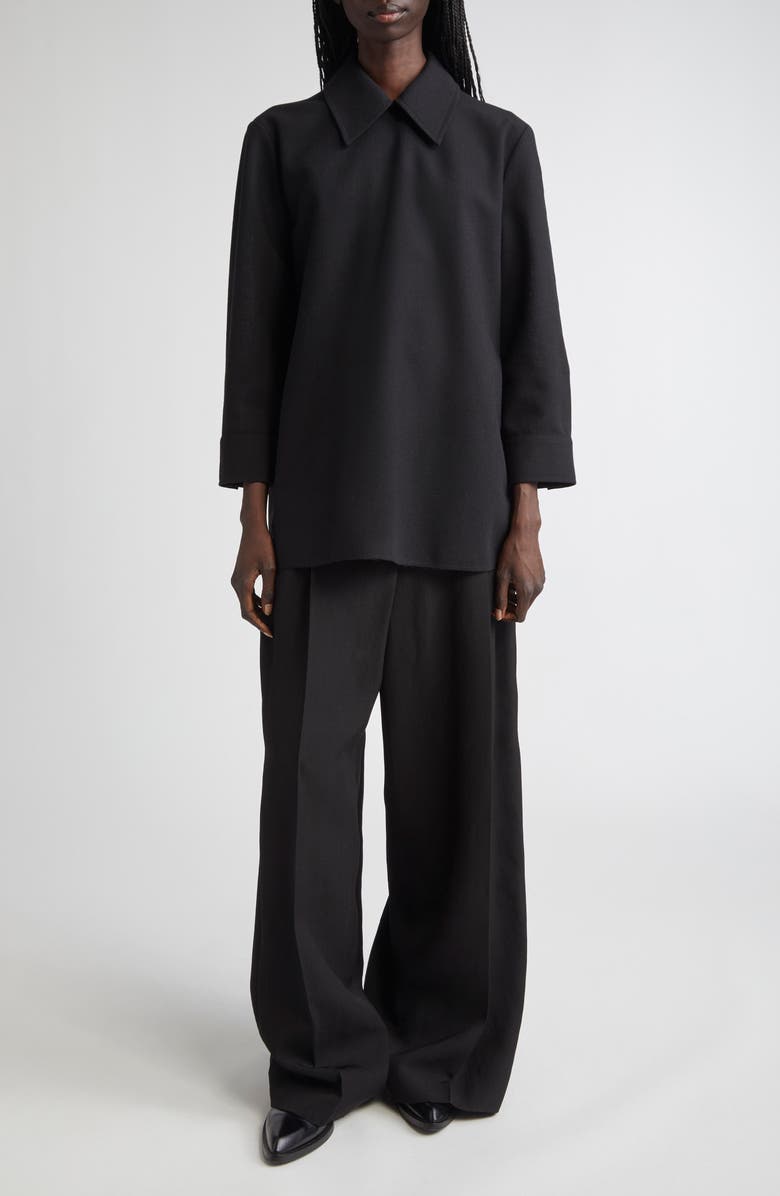 Jil Sander Wool Long Sleeve Top, Alternate, color, Black