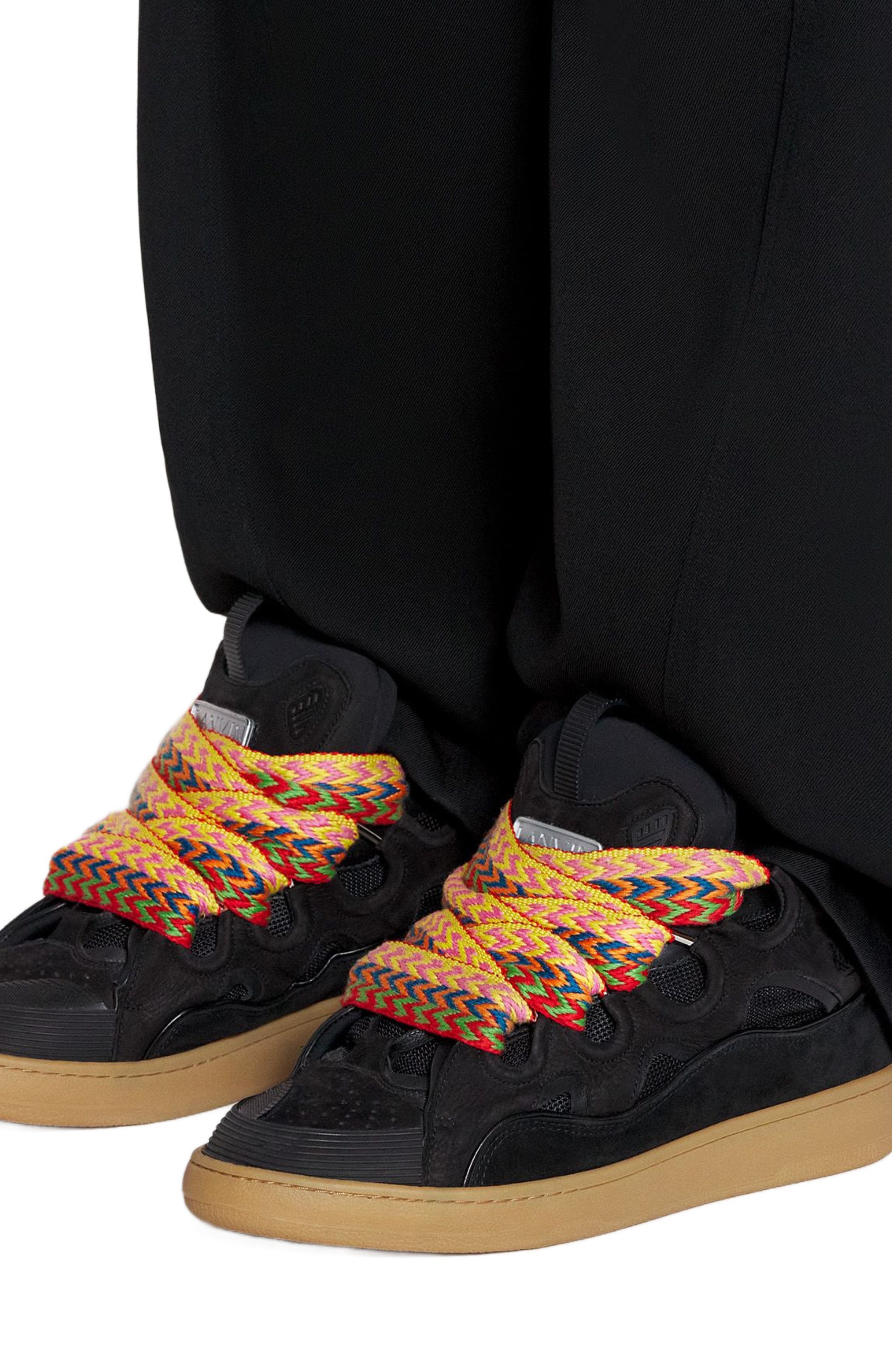 Lanvin LEATHER CURB SNEAKERS, Alternate, color, Black