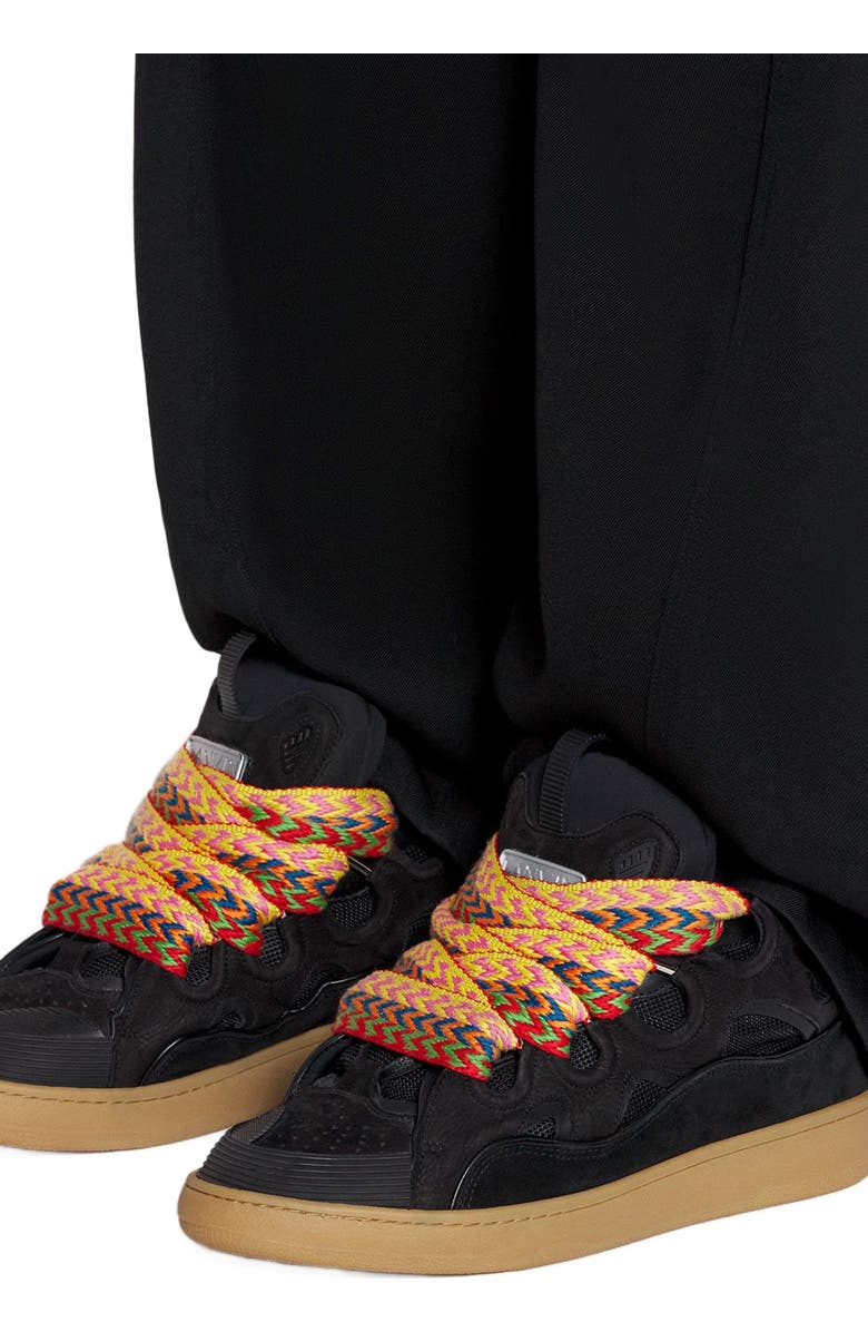 Lanvin LEATHER CURB SNEAKERS, Alternate, color, Black