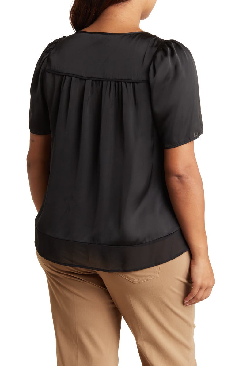 DR2 by Daniel Rainn Short Sleeve Sateen Blouse, Alternate, color, 