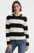Lands' End Cotton Cable Drifter Crewneck Sweater