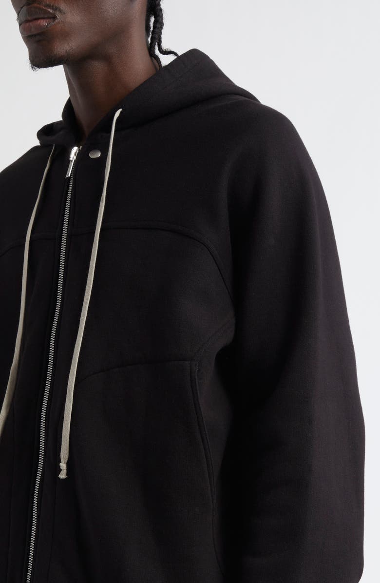 Rick Owens Windbreaker Cotton Zip Hoodie, Alternate, color, Black