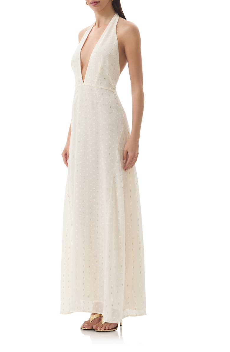 AFRM Odenah Yellow Polka Dot Halter Dress, Alternate, color, Gardenia