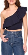 Susana Monaco Flutter One-Shoulder Crop Top
