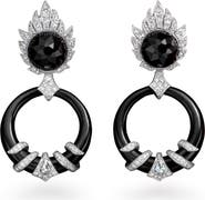 Fred Leighton Onyx, Black Jade & Diamond Coil Doorknocker Earrings
