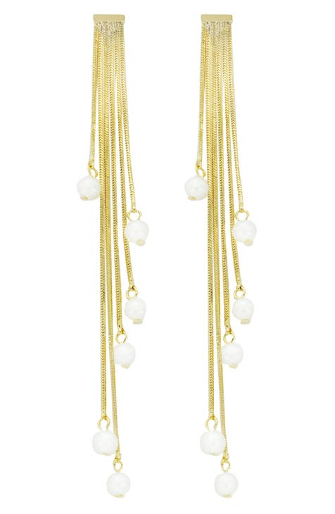 Snake Chain Pearl Drop Earrings