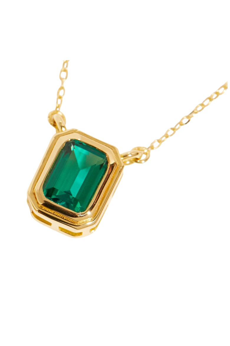 Lab Grown Emerald Heirloom Necklace, Alternate, color, Yellow Gold Vermeil