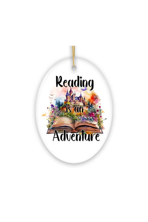 Reading Is An Adventure Castle Book Ceramic Ornament