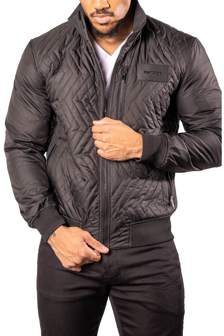 Puffycomb Quilted Bomber Jacket, Alternate, color, BLACK