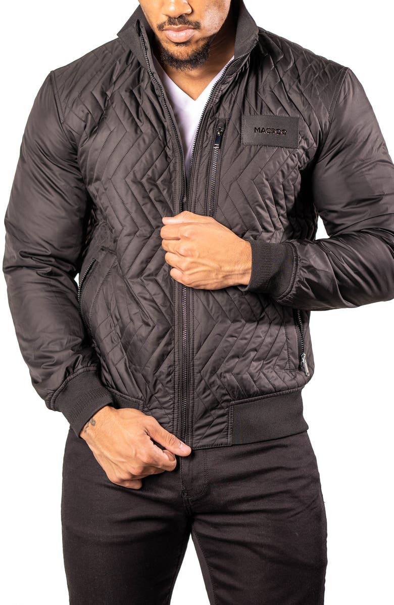 Maceoo Puffycomb Quilted Bomber Jacket, Alternate, color, Black