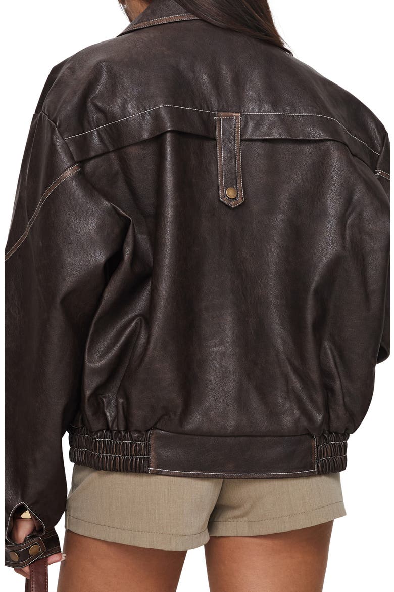 Jaxton Faux Leather Jacket, Alternate, color, BROWN
