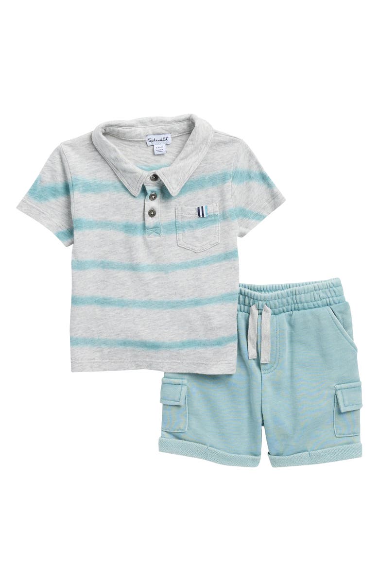 Splendid Ripple Wave Polo & Shorts Set, Main, color, Aqua