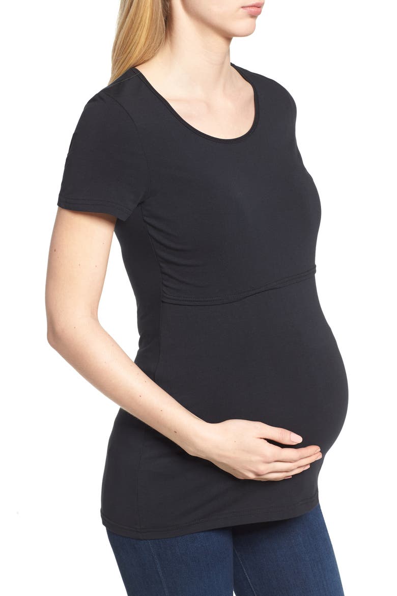Maternity/Nursing Tee, Alternate, color, BLACK