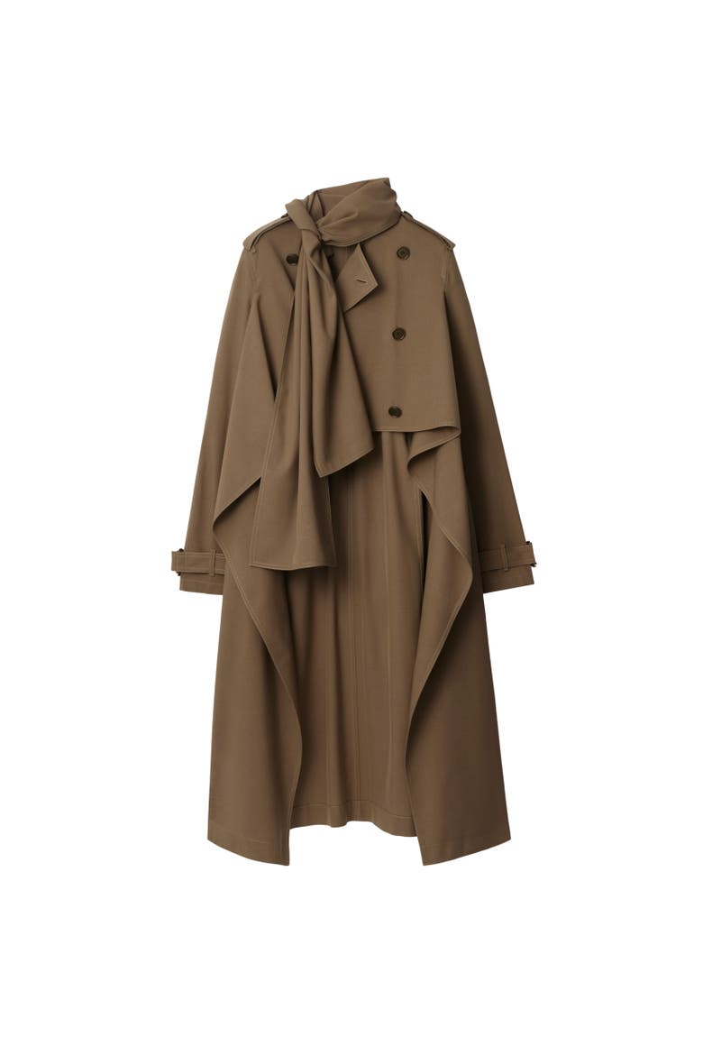 Long Silk Scarf Trench Coat, Alternate, color, Stoat brown