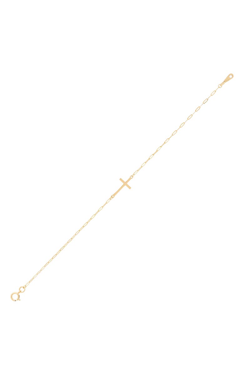 Frankie & Zoe Side Cross Paper Clip Bracelet, Alternate, color, Yellow Gold