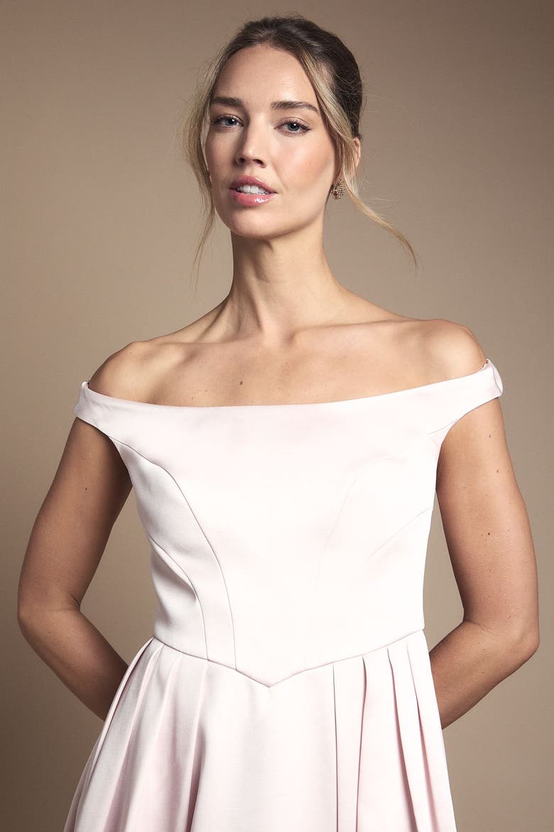 Bandeau Off-Shoulder Maxi Dress, Alternate, color, Blush
