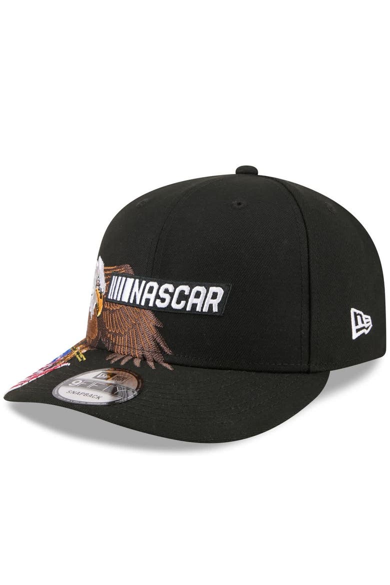 Men's New Era Black NASCAR Patriotic Eagle & Flag A-Frame 9FIFTY Snapback Hat, Alternate, color, Black