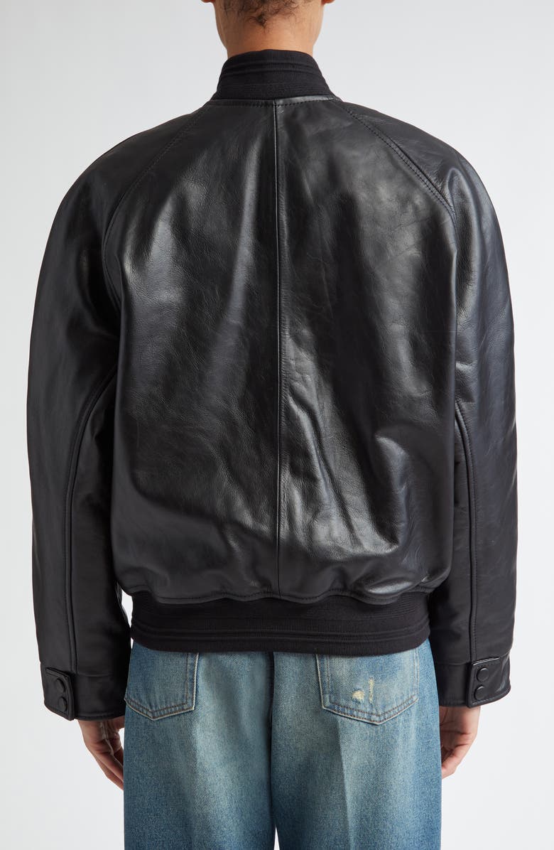 Victoria Beckham Varsity Leather Bomber Jacket, Alternate, color, 