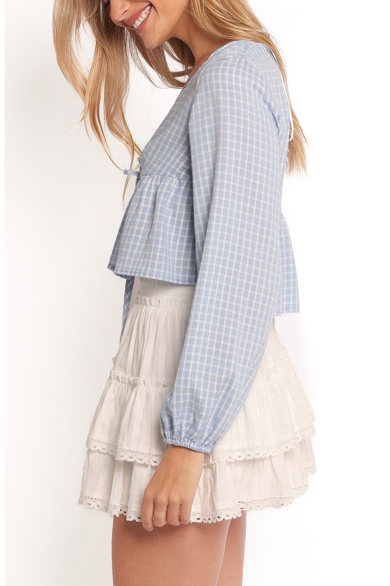 Sundara Tie Front Peplum Top, Alternate, color, BLUE