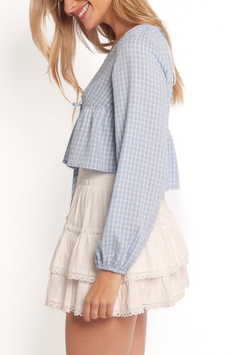 Petal & Pup Sundara Tie Front Peplum Top, Alternate, color, Blue