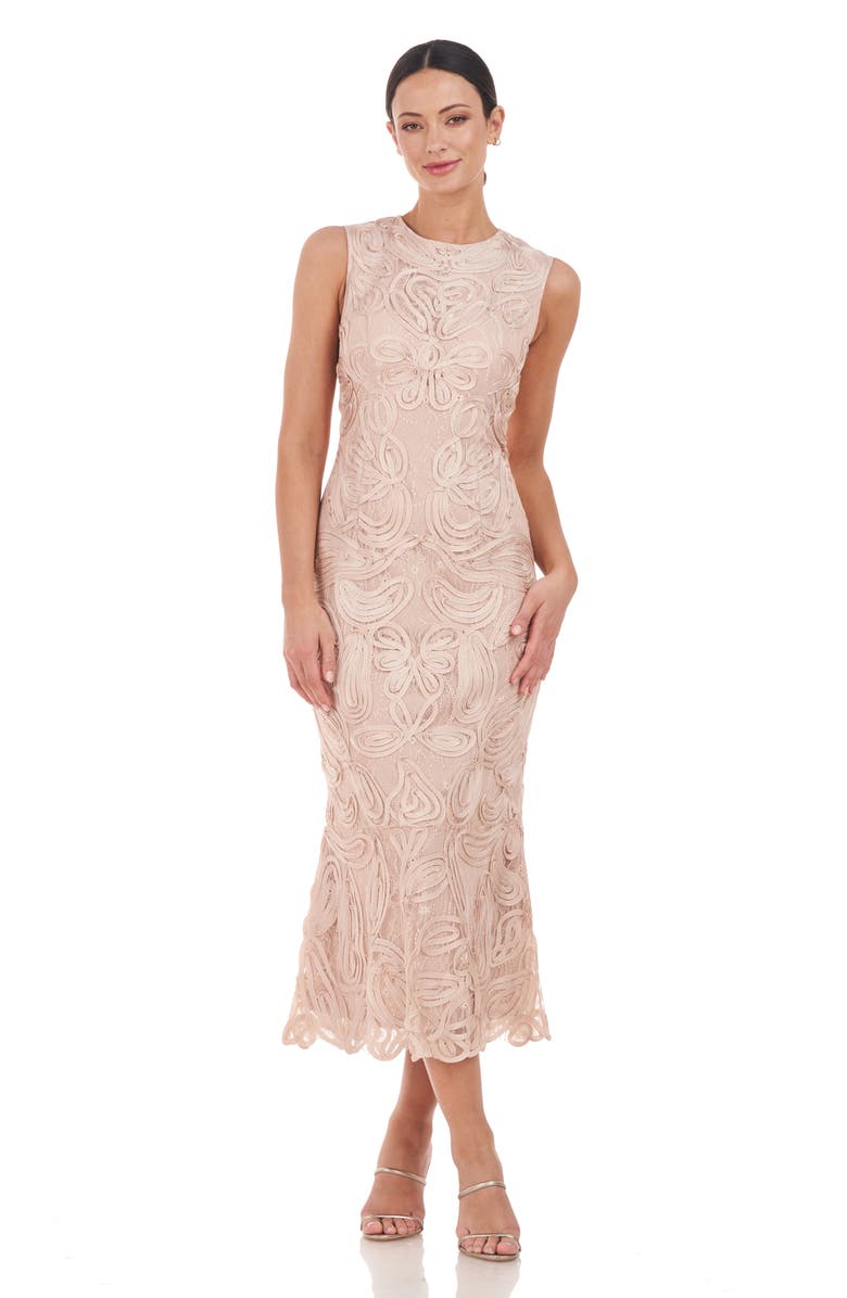 JS Collections Meli Soutache Cocktail Midi Dress, Alternate, color, 