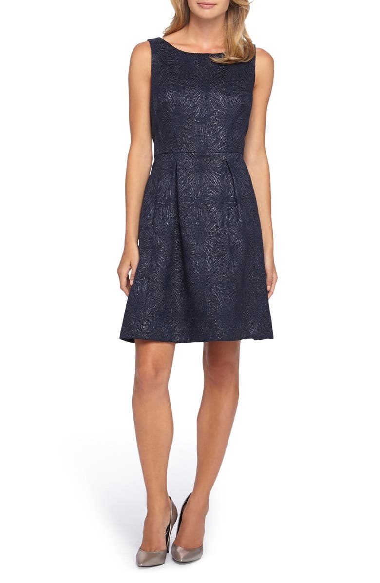 Tahari Jacquard A-Line Dress, Alternate, color,