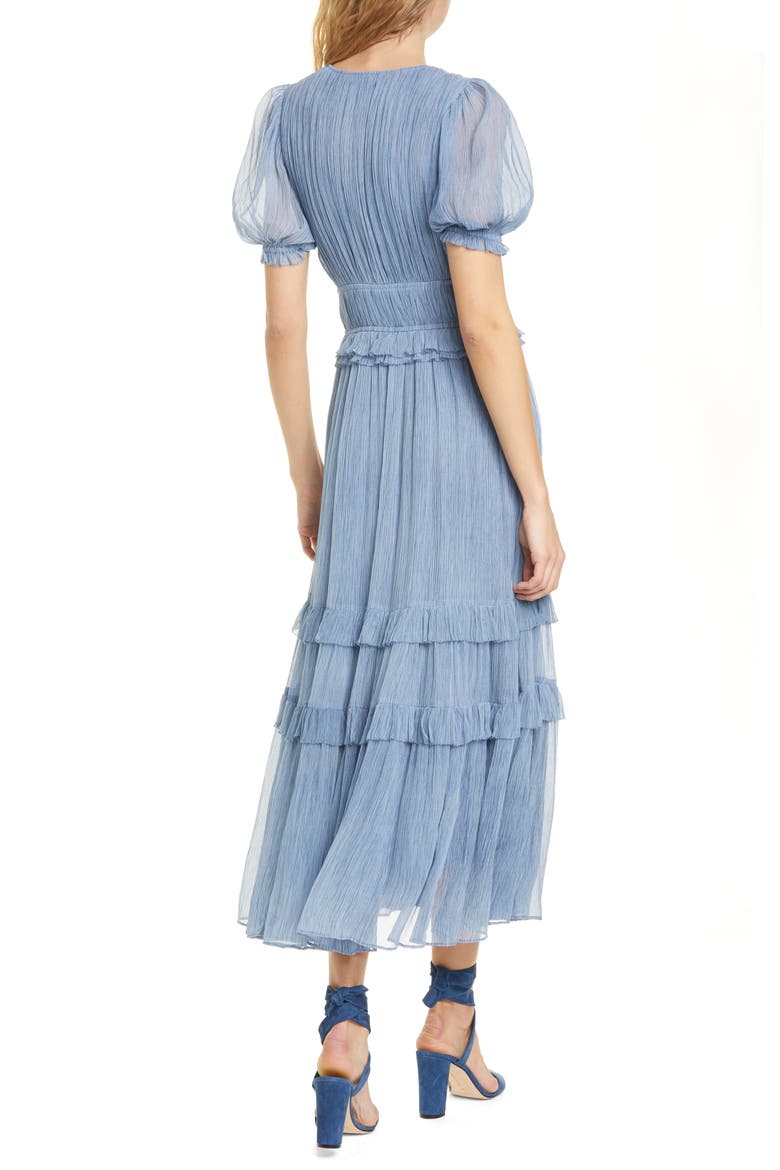 Elodie Pleated Silk Midi Dress, Alternate, color, SLATE