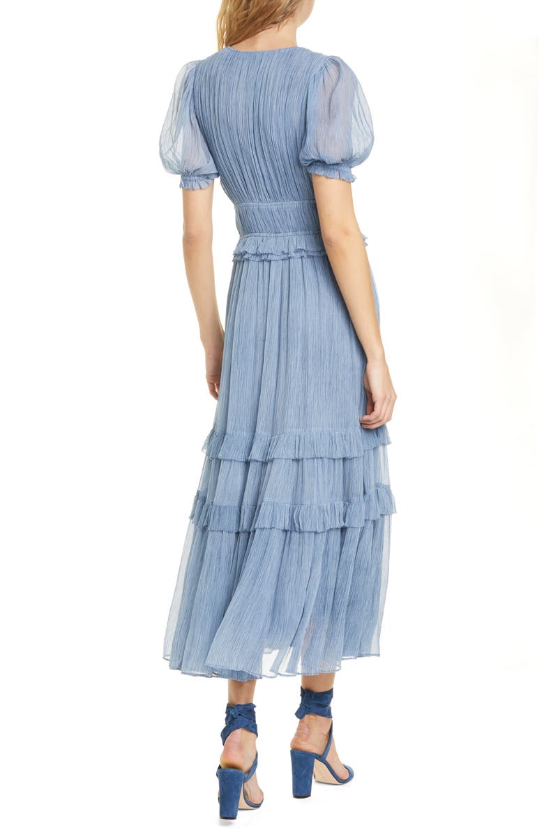 Ulla Johnson Elodie Pleated Silk Midi Dress, Alternate, color, 