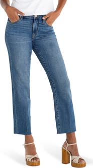 Liverpool Los Angeles Kennedy Raw Hem Ankle Straight Leg Jeans