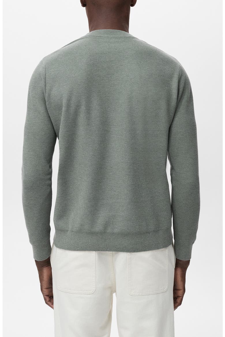 Crewneck Piqué Sweater, Alternate, color, FOREST GREEN