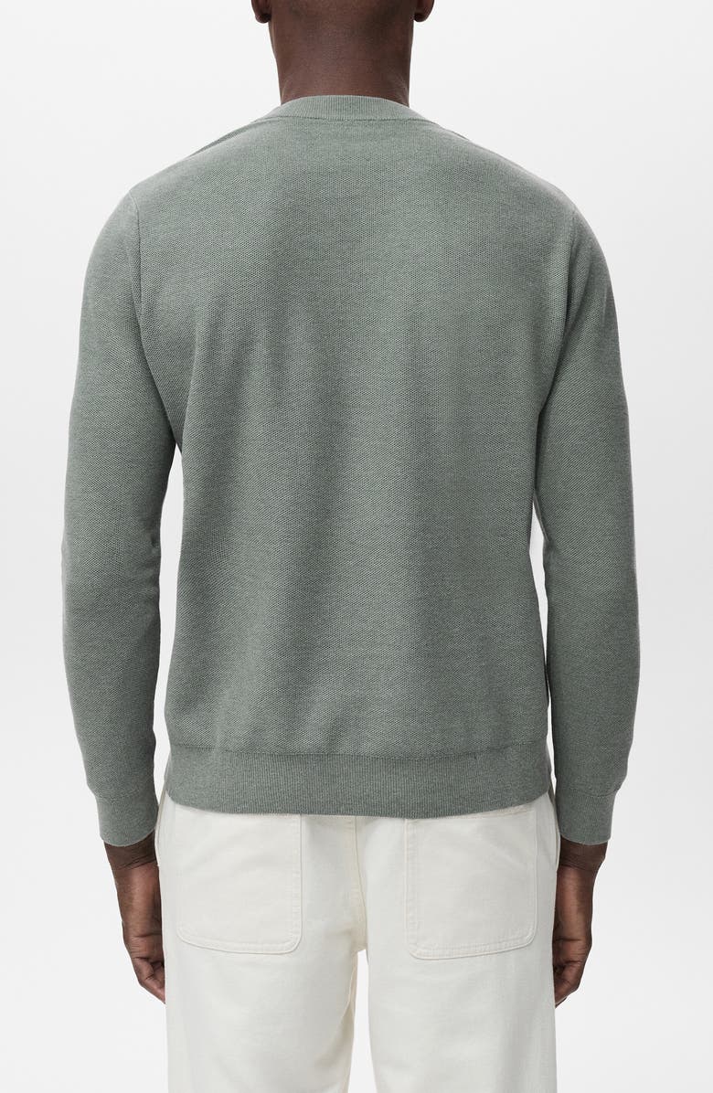 MANGO Crewneck Piqué Sweater, Alternate, color, Forest Green
