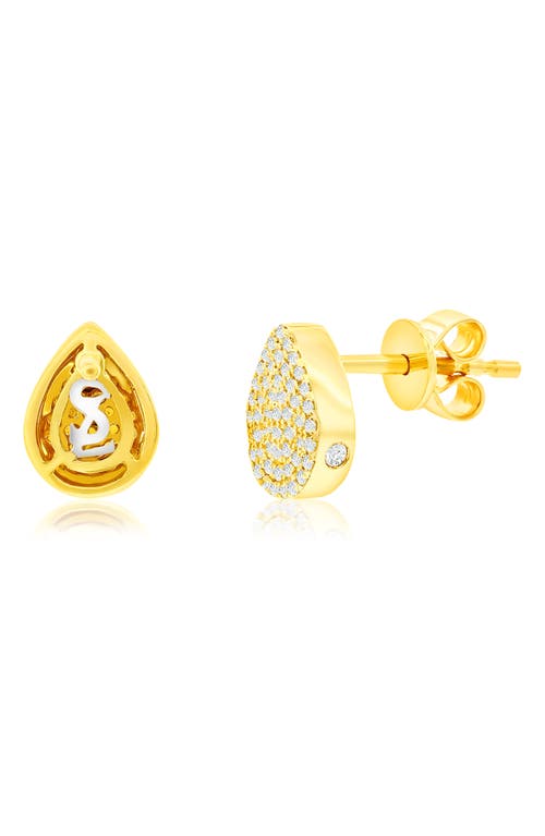 Suzy Levian Diamonds Pavé Diamond Teardrop Stud Earrings In Yellow