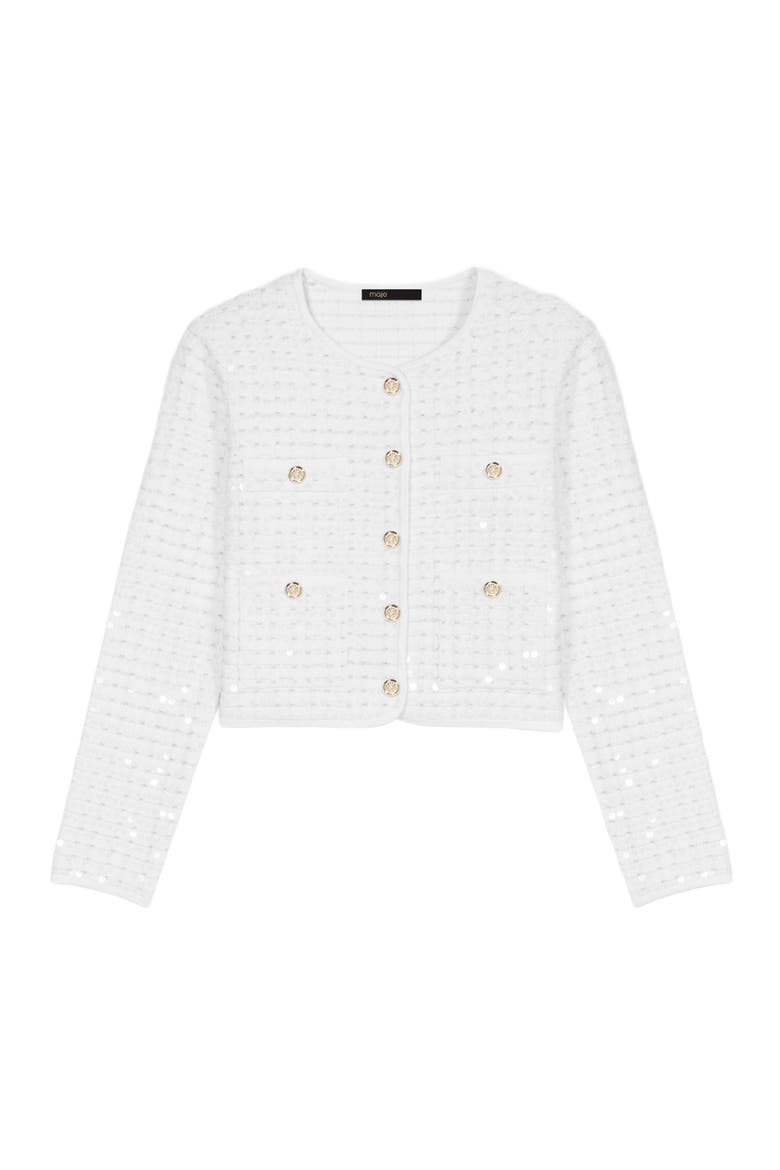 Sequin knit cardigan, Alternate, color, Off white