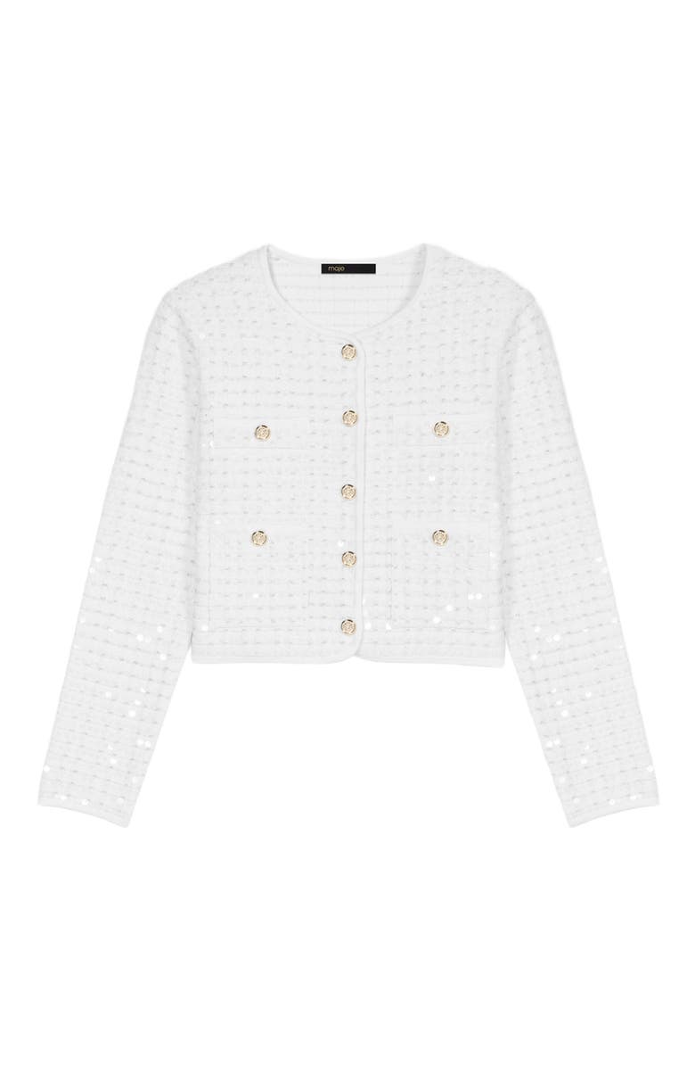 maje Sequin knit cardigan, Alternate, color, 
