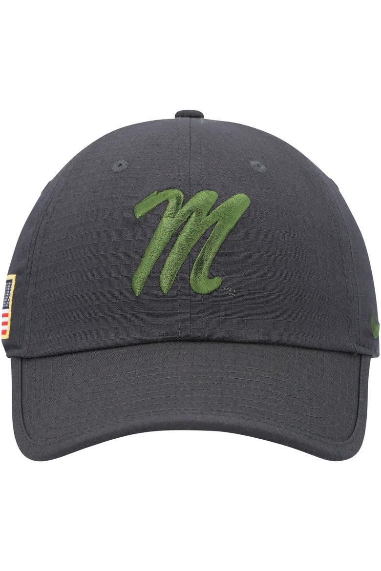 Men's Nike Charcoal Ole Miss Rebels Veterans Day Tactical Heritage86 Performance Adjustable Hat, Alternate, color, Charcoal