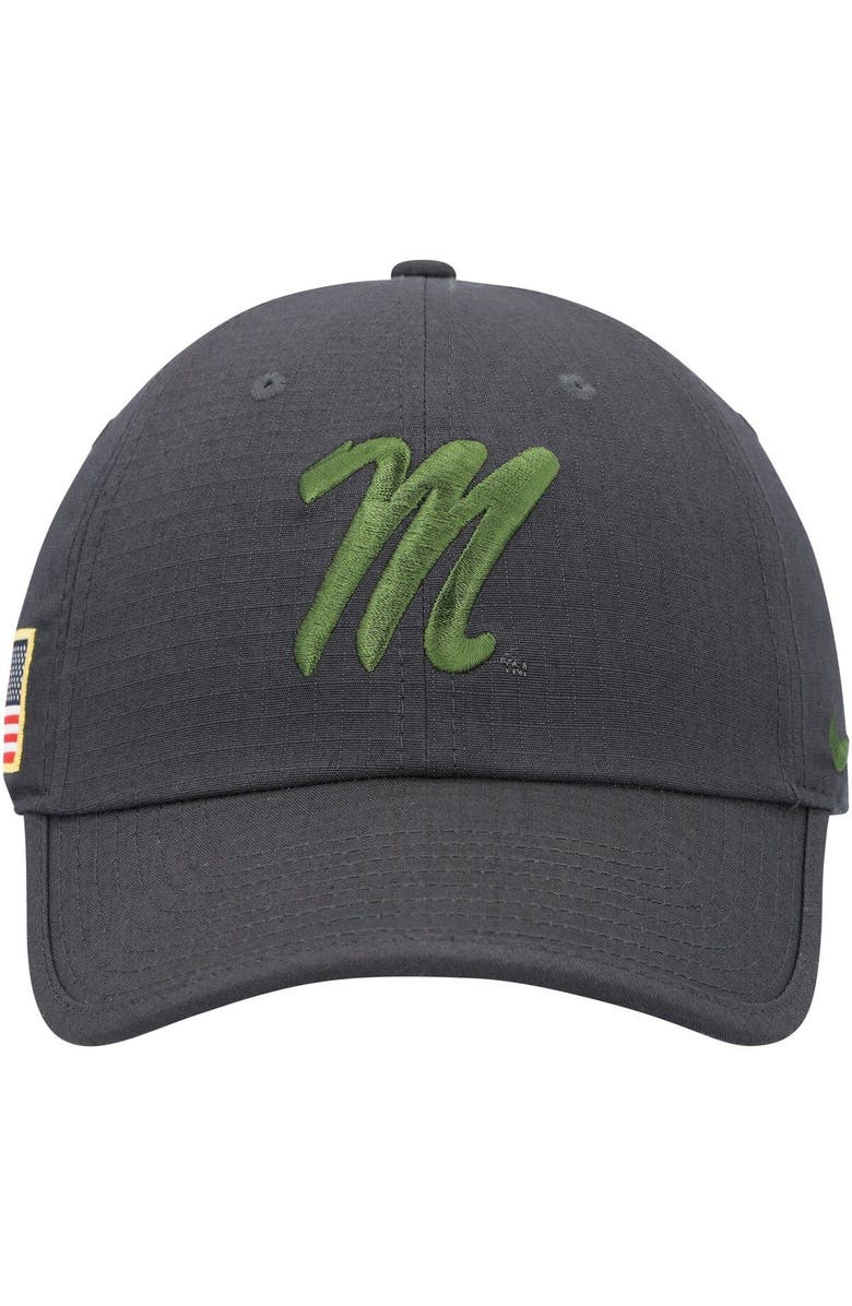 Nike Men's Nike Charcoal Ole Miss Rebels Veterans Day Tactical Heritage86 Performance Adjustable Hat, Alternate, color, 