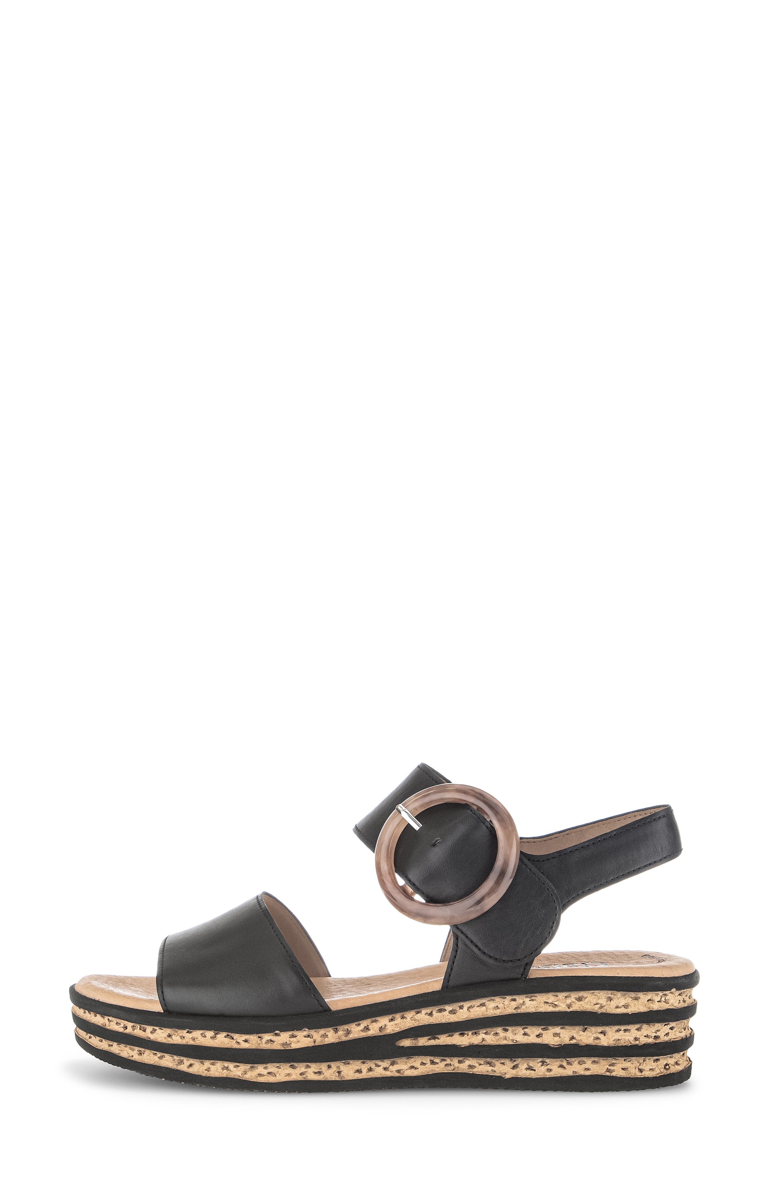 Gabor Ankle Strap Wedge Sandal, Alternate, color, Black