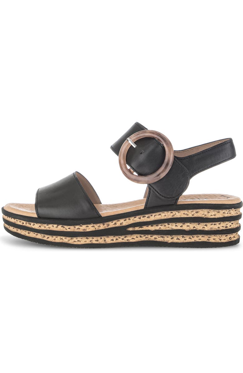 Gabor Ankle Strap Wedge Sandal, Alternate, color, Black