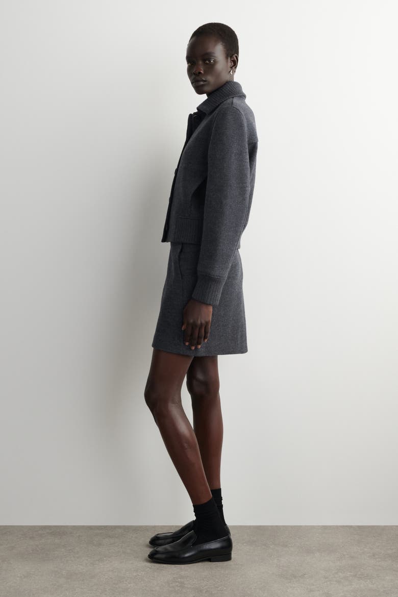 Boiled Merino Wool Mini Skirt, Alternate, color, GRAY
